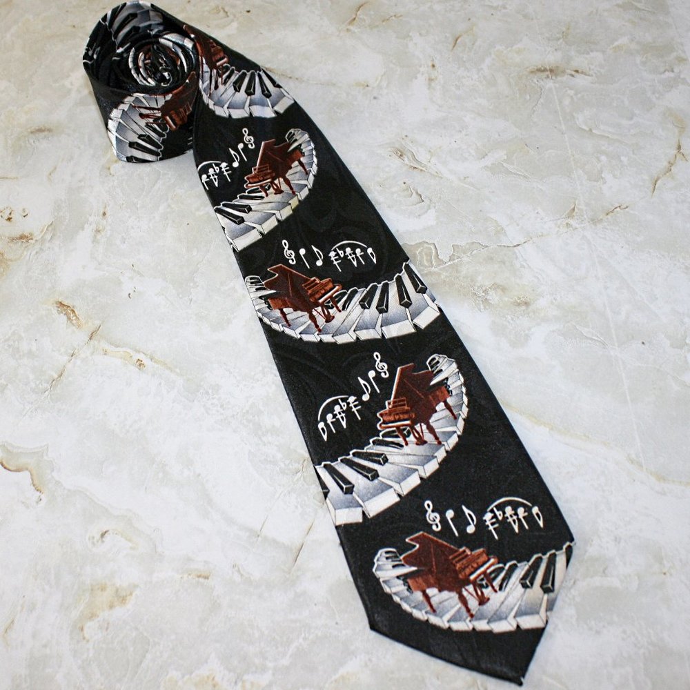 FRATELLO Neck Tie Piano Baby Grand Keyboard Colorful Musical Necktie